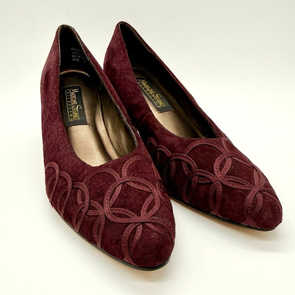 MADELINE STUART Francisco Low Heel Pump Dress Shoe Women Sz 9M Maroon Red Suede